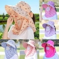 thumbnail image 1 of Only Moment Blue Womens Summer Sun-Hat with Detachable Face Mask Polyester Outdoor UV Protection Fishing Hat Wide Brim Foldable-Beach-Bucket-Hat One Size, 1 of 4