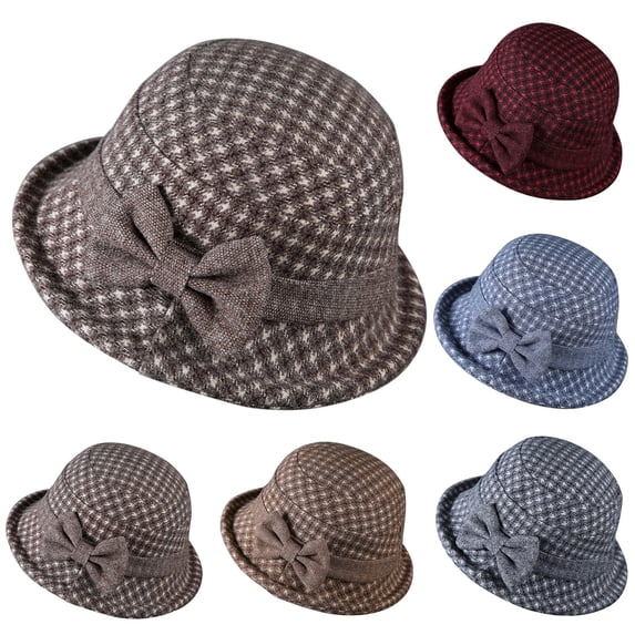 Only Moment Brown Classic Felt Fedora Hat for Women Tweed 1926s Foldable Summer Beach Straw Bowler Hats Sun Church Cap for Women Vintage Felt Cloche Hat M