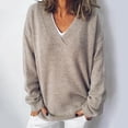 thumbnail image 1 of Only Moment Brown Women Casual Long Sleeve Fall Sweaters V Neck Fall Outfits Trendy 2026 Long Sleeve Shirts Bussiness Casual Knit Pullover Sweater Tops 2XL, 1 of 6