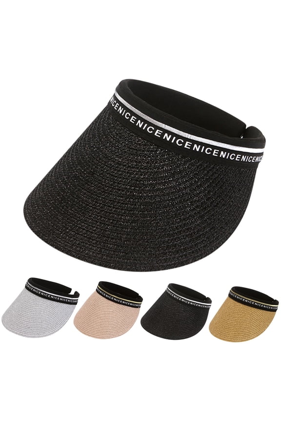 C Floppy Big Beach Straw Hats for Women Sport Sun Visor Hats PAPER BRAIDED UPF 50+ Packable Bucket Hats for Travel & Daily Sophisticated Vintage Style, Adjustable Size One Size