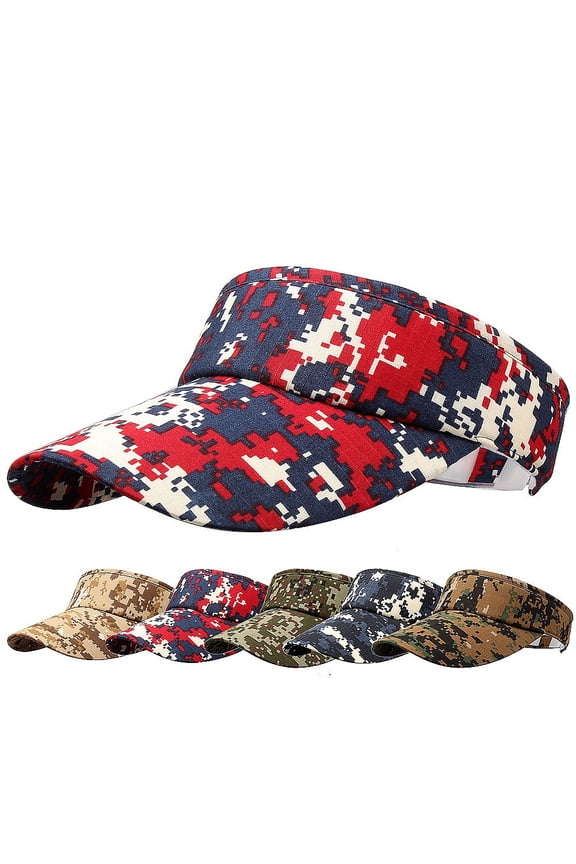 Camouflage 4# Sports Visor Hat for Sun Protection for Woman Polyester Sun Sports Visor Hat Visor Adjustable Cap for Women and Men One Size