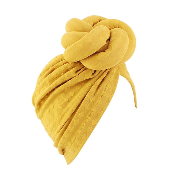 Only Moment Chemo Headwear for Women Stretch Jersey Turban Head Wraps Polyester Stretchy Turban Beanie,Pre Tied Chemo Head Scarf Beanie Skull Cover Cap for Women Hair Loss Yellow,One Size