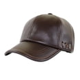 thumbnail image 1 of Only Moment Coffee Leather Cap Vintage Washed Baseball Cap Pu Adjustable Original Classic Low Profile Cotton Hat Unconstructed Plain Cap Men Women One Size, 1 of 1