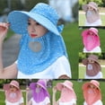thumbnail image 1 of Only Moment Coffee Women's UPF 50+ Sun Hat with Detachable Face Mask Polyester Wide Brim Ponytail Beach Sun Protection Breathable Cotton Summer Hat with Fold-Up Brim One Size, 1 of 4