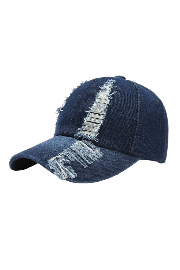 Dark Blue Ripped Trucker Hat Lightweight Quick Dry Baseball Cap Polyester,Cotton for Running Workouts and Outdoor Activities All Seasons One Size