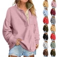 thumbnail image 1 of Only Moment Dark Gray Womens Long Sleeve T Shirts Ladies' Button Pocket Fleece Lined Warm Sweatshirt Crew Neck Tunic Tops Pullover Sweaters Business Casual Blouses Fall Fashion 2026 S, 1 of 5