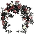 thumbnail image 1 of Moment Flower Garland 6FT Eucalyptus & Rose Artificial Floral Garland for Wedding Reception, Mantle, Table, Christmas Decor, Red-moody Burgundy & Black, 1 of 9