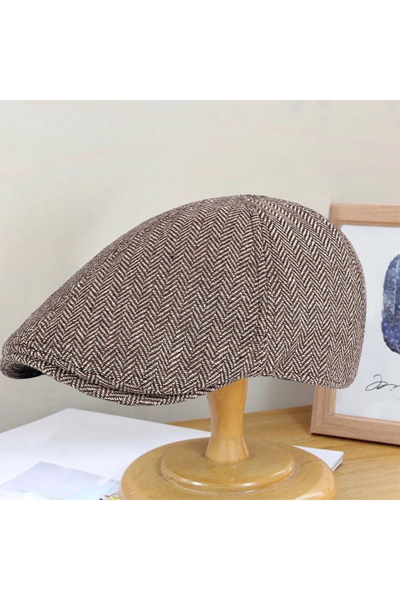 Foldable sun hat Wool Blend Herringbone Tweed Flat Cap Adjustable Ivy Irish Cabbie Hat Classic Gatsby Newsboy Cap for Daily Driving Coffee,One Size