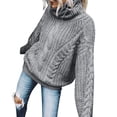 thumbnail image 1 of Only Moment Gray Fall Sweaters for Women High Neck Long Sleeve Casual Sweaters Ribbed Knitted Pullovers Warm Soft Sweater Jumper Tops Fall Winter Trendy Outfits S, 1 of 4