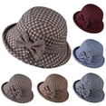 thumbnail image 1 of Only Moment Gray Womens Felt Cloche Hat Tweed Bowler Hat Derby Hats Solid Color Church Hat with Bow Women Elegant Fedora Caps Vintage Felt Cloche Hat M, 1 of 4