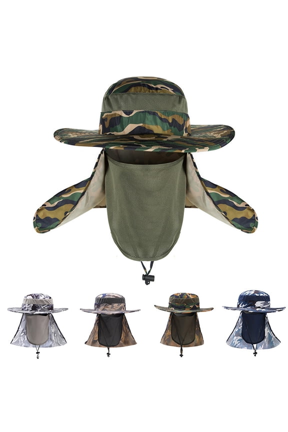 Green Ponytail Sun Hats for Women Men nylon Gardening Hat Wide Brim Ponytail Beach Sun Protection Breathable Cotton Summer Hat with Fold-Up Brim Fishing Hat with Neck Flap One Size