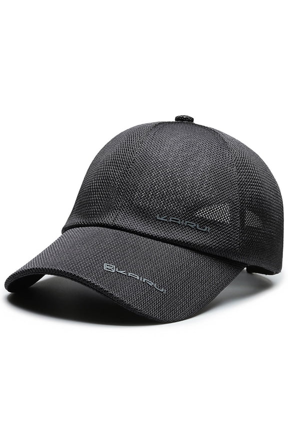Grey Mesh Hat Vintage Washed Distressed Baseball Cap Polyester Embroidery Adjustable Washed Vintage Denim Distressed Hat for Women Men One Size