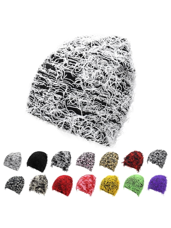 Grey Silk Lining Soft Slouchy Warm Cuffed Less Static Acrylic fiber Satin Lined Faux Fur Pom Pom Beanies Hat for Women Winter Warm Knit Hats One Size