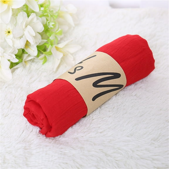Only Moment Hair scarf Multi‑Season Women Crinkle Scarf Hijab, Cotton Blend Vintage Soft Shawl, Breathable Linen Wrap for Travel, Beach and Everyday Wear Red,73
