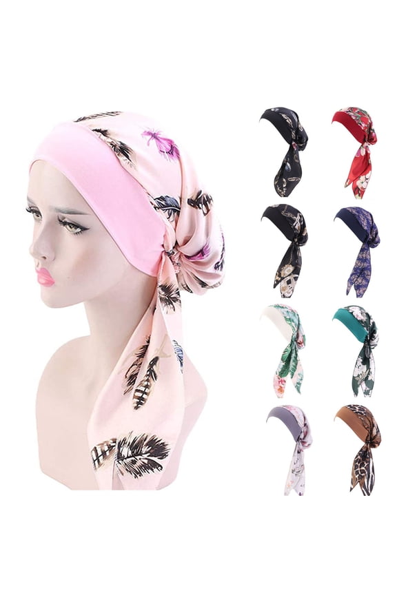 Head Scarves for Women Pretied Head Scarf for Women Polyester Pre-Tied Head Scarf Headwraps Soft Turbans Cancer Hats Chemo Beanie Coverings Scarves Coffee,One Size
