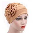 thumbnail image 1 of Only Moment Headwraps for Women Stretchy Turban Caps for Women Bamboo Hemp African Knot Headwraps Soft Pre Tied Bonnet Hair Wrap Pretied for Black Women Khaki,One Size, 1 of 4