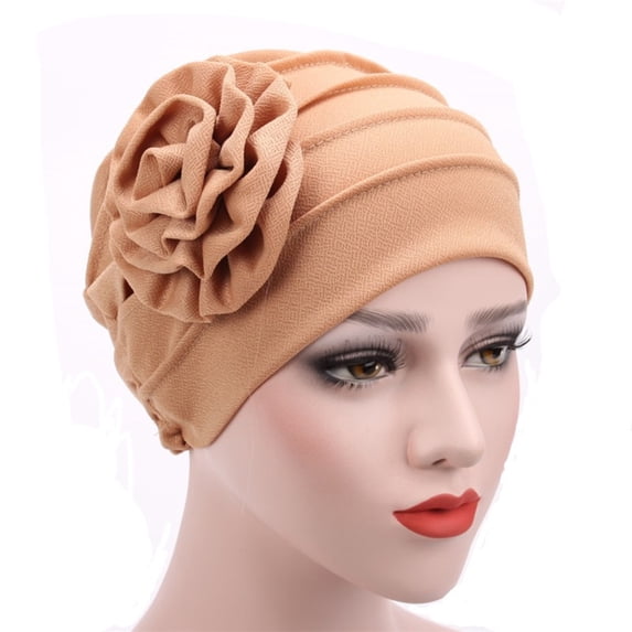 Only Moment Headwraps for Women Stretchy Turban Caps for Women Bamboo Hemp African Knot Headwraps Soft Pre Tied Bonnet Hair Wrap Pretied for Black Women Khaki,One Size