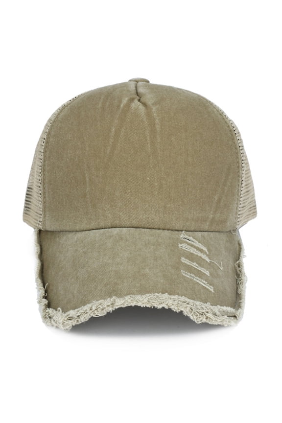 Khaki Mesh Hat Unisex Vintage Washed Unstructured Baseball Cap Cotton Blend Adjustable Original Classic Low Profile Cotton Hat Unconstructed Plain Cap Men Women One Size