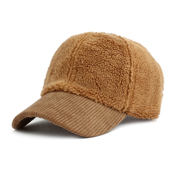 Only Moment Khaki Warm Sherpa Baseball Cap Unisex Vintage Washed Cotton Baseball Cap Polyester Adjustable Size for Running Workouts and Outdoor Activities All Seasons One Size