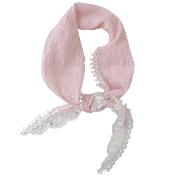 Only Moment Ladies fashion wrap Women Floral Lace Hair Bandana, Lightweight Mesh Triangular Head Scarf, Stylish Aesthetic Headwrap and Summer Daily Hair Accessory Pink,One Size