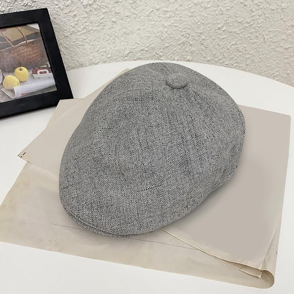 Only Moment Lightweight cap Retro French Wool Beret for Men Women, Solid Color Warm Knitted Beanie, Classic Artist Painter Cap for Outdoor Daily Use Grey,One Size