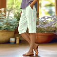 thumbnail image 1 of Only Moment Linerless Relaxed Casual Shorts for Women Autumn Fragrant Linen Graphic Printed Shorts Summer Elastic Waist Casual Lightweight with Pockets Shorts Green,XL, 1 of 6