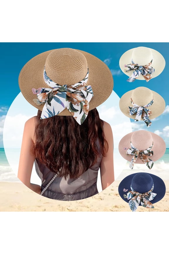 Navy Beach Sun Straw Hats for Women Polyester with Neck Flap Ponytail Hole, Wide Brim UPF 50+ Fishing Hat for Outdoor Beach Hiking Camping Unisex M