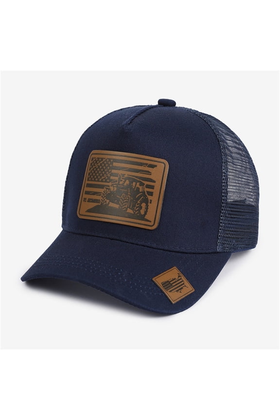 Navy Mesh Hat Mens Trucker Hat Polyester-Cotton Blend Classic Cotton Plain Hats Adjustable for Men Women Running Outdoor Activities One Size