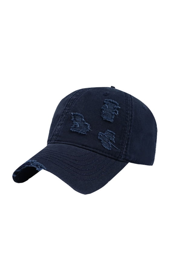 Navy Ripped Trucker Hat Unisex Vintage Washed Unstructured Baseball Cap Polyester for Running Workouts and Outdoor Activities All Seasons One Size