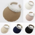 thumbnail image 1 of Only Moment Navy Sun Visor Uv Hats for Women Sun Protection Polyester Wide Brim Ponytail Straw Beach Hat Packable Foldable Upf 50+ Floppy Travel Hats One Size, 1 of 3