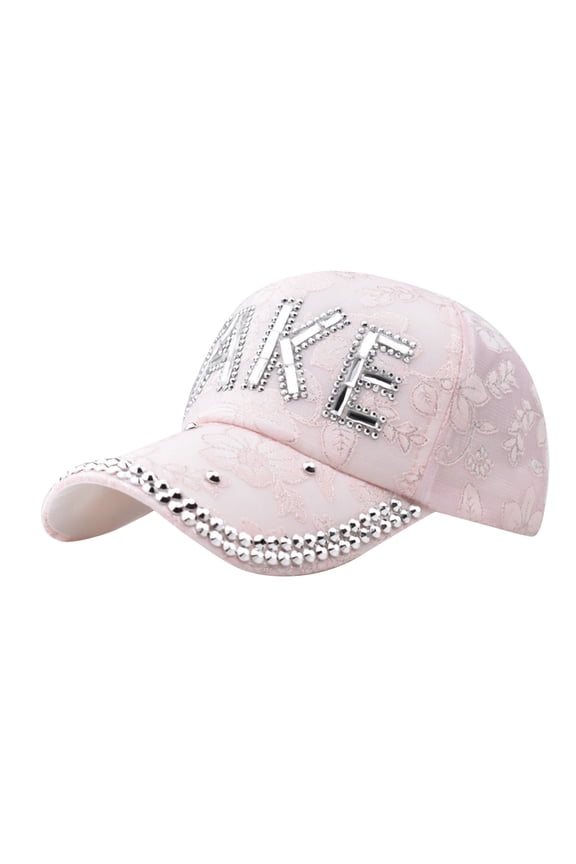 Pink Crystal Baseball Cap Unisex Vintage Washed Cotton Baseball Cap Cloth Unisex Silk Lining Washed Cotton Adjustable Vintage Dad Hat One Size