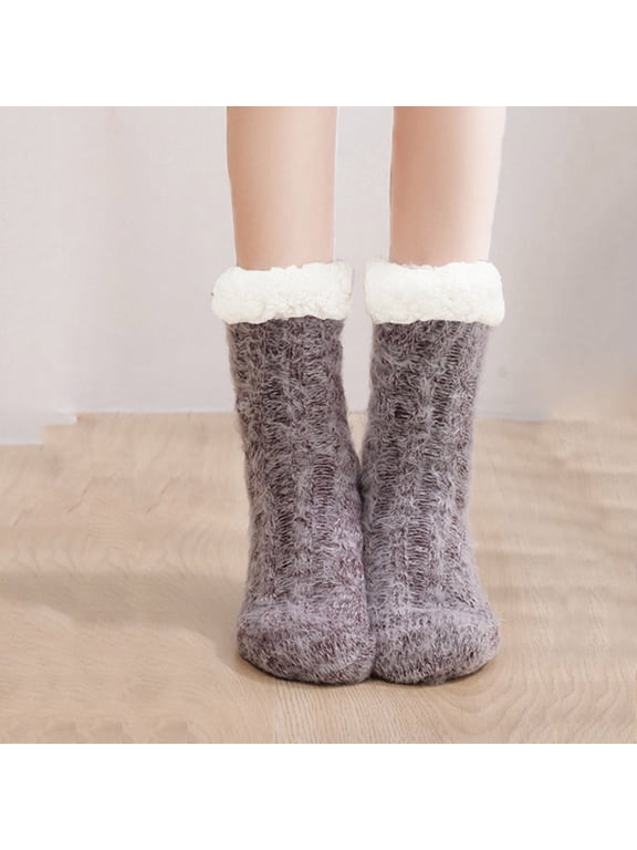 Plush Winter Socks Womens Fuzzy Socks Polyester,Cotton Cozy Warm Fluffy Winter Valentine's Day Gifts Slipper Plush Soft Spa Socks Purple One Size