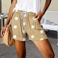 thumbnail image 1 of Only Moment Polka Dot Shorts High Waist Shorts Summer Casual High Waist Drawstring Comfy Dressy Lounge Beach Vacation Shorts with Pockets Light Yellow,S, 1 of 6