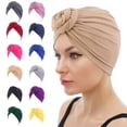 thumbnail image 1 of Only Moment Pre Tied Head Scarf for Women Stretchy Polyester Turbans for Women Polyester Soft Cancer Head Scarf Hats Beanie Elastic Hair Wraps Hot Pink,One Size, 1 of 3