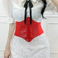 thumbnail image 1 of Only Moment Red Elastic Girdle Waist Trainer Belt Leather Metal O-Ring Heart-Ring Wide Elastic Waspie Waist Belt for Daily Cosplay Halloween Costumes One Size, 1 of 5