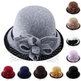 thumbnail image 1 of Only Moment Red Elegant Wool Felt Flowers Bucket Hat Polyester Cloche Bucket Bowler Fedora Floppy Derby Vintage Felt Hat Cap Women Vintage Felt Cloche Hat M, 1 of 6