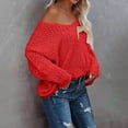 thumbnail image 1 of Only Moment Red Long Sleeve Lightweight Knit Tops Crew Neck Business Casual Work Tops, Pullover Short Sweater, Comfy Knit Light, Basic Classic Fashion Winter Layer Outfits M, 1 of 9