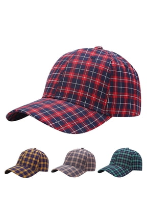 Red Plaid Baseball Cap Lightweight Quick Dry Baseball Cap Polyester Wedding Gifts for Couples, Couple Gift for Anniversary - Matching Couples Baseball Cap Set One Size
