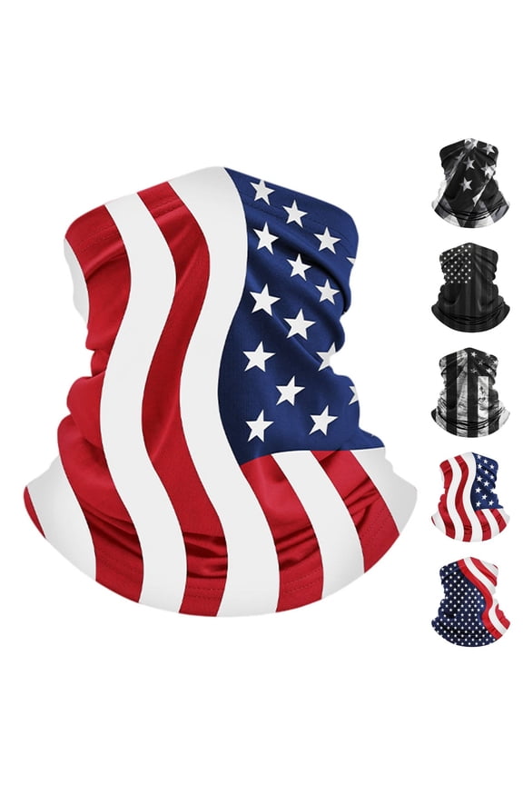 Red UPF50+ Full Face Sun Mask for Women Flag Neck Gaiter Polyester,Spandex Summer Breathable Cooling Sunscreen Neck Masks Outdoor One Size