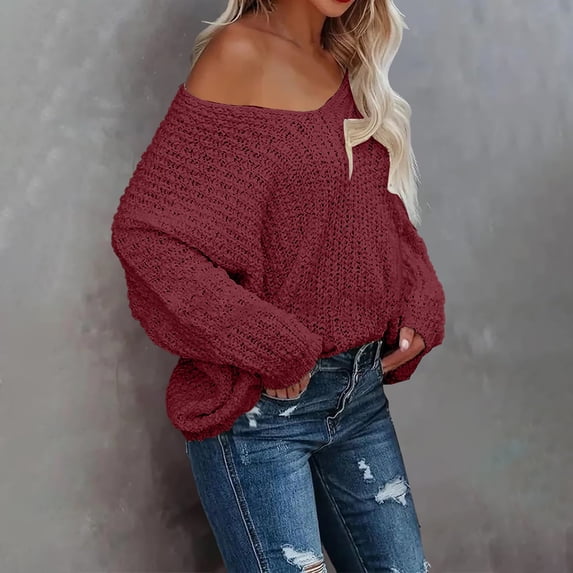 Only Moment Red Women’s Long Sleeve Cropped Crew Neck Lightweight Fall Sweaters Crew Neck 2026 Fall Winter Outfits,Lightweight Knit Pullover,Comfort Warm Tops,Fashion Clothing S