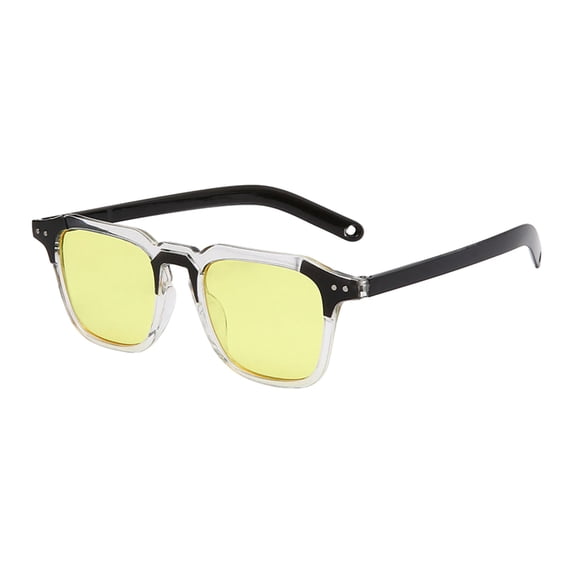 Only Moment Retro Aviator Sunglasses for Women Men Polyester Polarized UV400 Protection Lens Big Frame Fashion Glasses Trendy Stylish Shade Yellow One Size