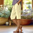 thumbnail image 1 of Only Moment Shorts for Women Autumn Fragrant Linen Graphic Printed Shorts Comfy Elastic Waist Drawstring Pocket Shorts Pants Tummy Control Shorts Yellow,XL, 1 of 6