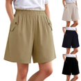 thumbnail image 1 of Only Moment Shorts for Women Chemical Fiber Blends Athletic Running Shorts Crossover High Waisted Gym Shorts with Zipper Pockets Athletic Shorts for Women Black,XL, 1 of 8
