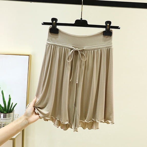 Only Moment Shorts for Women Modal Dressy Casual Elastic High Waisted,Comfy Lightweight Airy,Summer Shorts for Beach,Travel & Vacation Womens Shorts Casual Beige,3XL