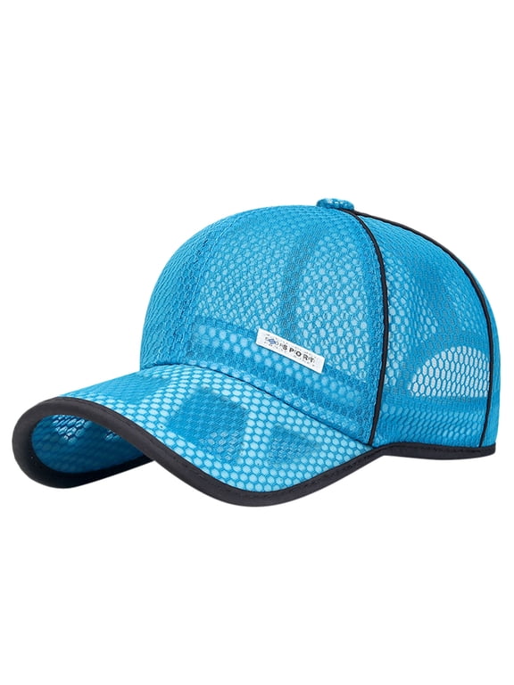 Sky Blue Cut-Out Brim Baseball Cap Baseball Cap Polyester,Cotton Washed Low Profile Adjustable Hat for Men Women Casual Outdoor Running Golf One Size