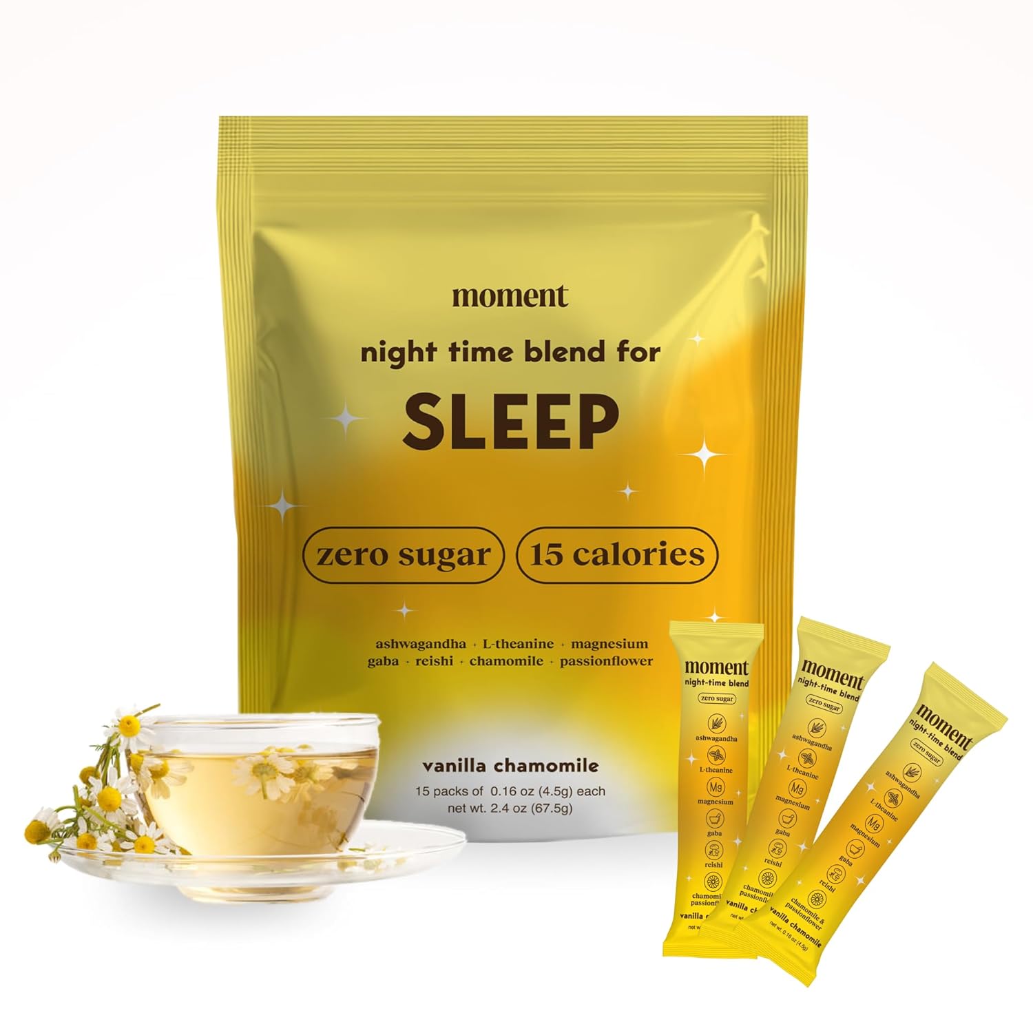 Moment Sleep Tea, Vanilla Chamomile, Melatonin Alternative, 15 Servings ...