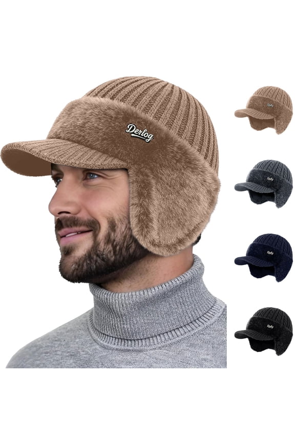 Slouchy Beanies for Women Dark Gray polyester-cotton blend Fleece Lined Knit Beanie Warm Soft Stocking Cap for Cold Weather Outdoor One Size
