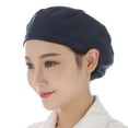 thumbnail image 1 of Only Moment Soft comfortable cap Adult Chef Cooking Cap Adjustable Mesh Work Hat Breathable Food Service Hairnet Reusable Kitchen Beanie for Daily Work Navy,One Size, 1 of 5