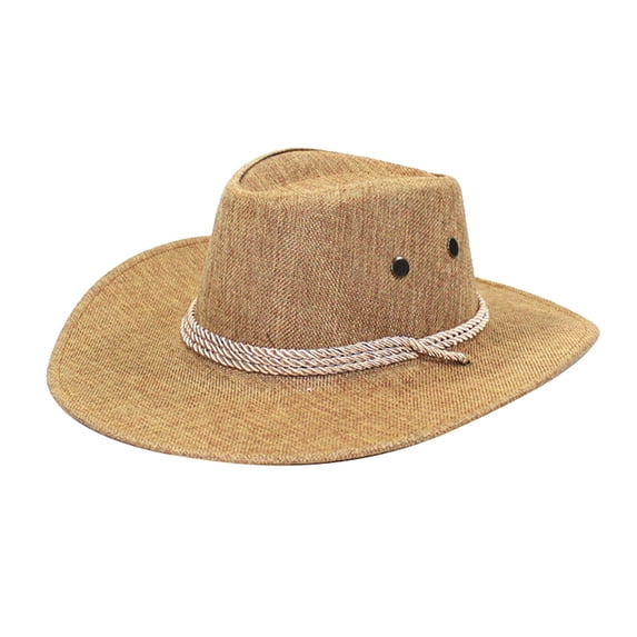 Only Moment Soft comfortable cap Retro Felt Western Cowboy Hat, Unisex Adjustable Fit, Functional Wide Brim with Fashion Accents for Casual and Party Use Khaki,One Size