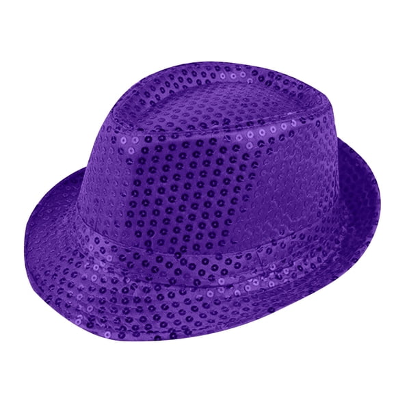 Only Moment Summer beach cap Unisex Western Sequin Fedora Hat, Bling Stage Dance and Jazz Performance Costume Accessory for Men Women Party Supplies Dark Purple,One Size